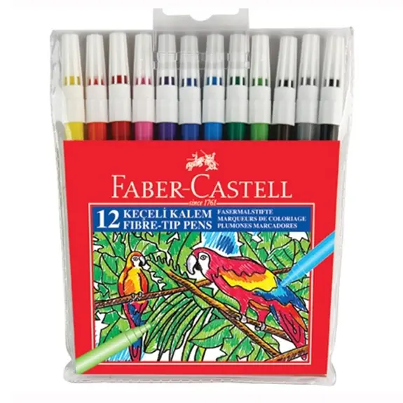 FABER CASTELL KEÇELİ KALEM 12 RENK YIKANABİLİR